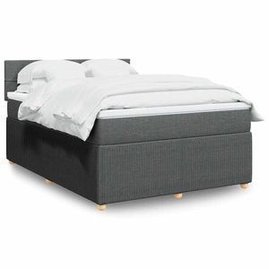 vidaXL, vidaXL Boxspringbett mit Matratze Dunkelgrau 160x200 cm Stoff, vidaXL Boxspringbett mit Matratze Dunkelgrau 160x200 cm Stoff