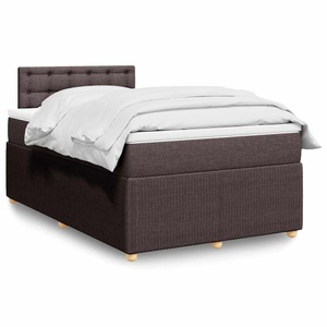 vidaXL, vidaXL Boxspringbett mit Matratze Dunkelbraun 120x200 cm Stoff, vidaXL Boxspringbett mit Matratze Dunkelbraun 120x200 cm Stoff