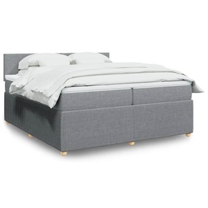 vidaXL, vidaXL Boxspringbett mit Matratze Hellgrau 200x200 cm Stoff, vidaXL Boxspringbett mit Matratze Hellgrau 200x200 cm Stoff