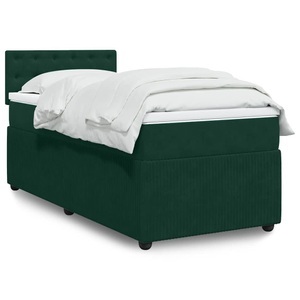 vidaXL, vidaXL Boxspringbett mit Matratze Dunkelgrün 90x200 cm Samt, vidaXL Boxspringbett mit Matratze Dunkelgrün 90x200 cm Samt