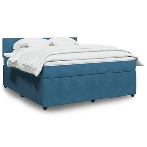vidaXL, vidaXL Boxspringbett mit Matratze Blau 180x200 cm Samt, vidaXL Boxspringbett mit Matratze Blau 180x200 cm Samt