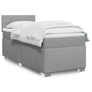 vidaXL, vidaXL Boxspringbett mit Matratze Hellgrau 90x200 cm Stoff, vidaXL Boxspringbett mit Matratze Hellgrau 90x200 cm Stoff