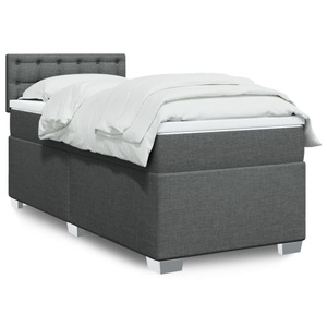 vidaXL, vidaXL Boxspringbett mit Matratze Dunkelgrau 90x200 cm Stoff, vidaXL Boxspringbett mit Matratze Dunkelgrau 90x200 cm Stoff