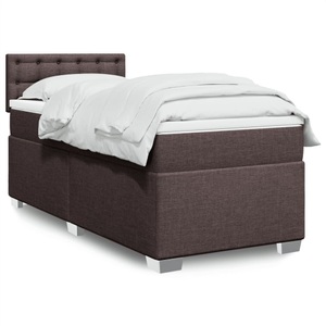 vidaXL, vidaXL Boxspringbett mit Matratze Dunkelbraun 90x200 cm Stoff, vidaXL Boxspringbett mit Matratze Dunkelbraun 90x200 cm Stoff