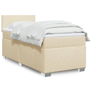 vidaXL, vidaXL Boxspringbett mit Matratze Creme 100x200 cm Stoff, vidaXL Boxspringbett mit Matratze Creme 100x200 cm Stoff