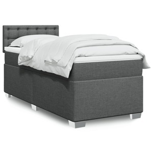 vidaXL, vidaXL Boxspringbett mit Matratze Dunkelgrau 100x200 cm Stoff, vidaXL Boxspringbett mit Matratze Dunkelgrau 100x200 cm Stoff