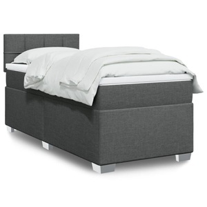 vidaXL, vidaXL Boxspringbett mit Matratze Dunkelgrau 90x190 cm Stoff, vidaXL Boxspringbett mit Matratze Dunkelgrau 90x190 cm Stoff