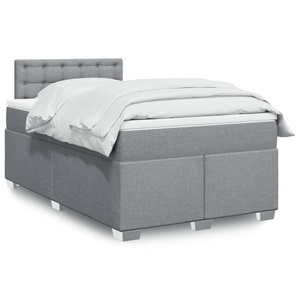 vidaXL, vidaXL Boxspringbett mit Matratze Hellgrau 120x200 cm Stoff, vidaXL Boxspringbett mit Matratze Hellgrau 120x200 cm Stoff