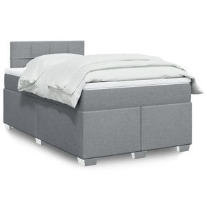 vidaXL, vidaXL Boxspringbett mit Matratze Hellgrau 120x200 cm Stoff, vidaXL Boxspringbett mit Matratze Hellgrau 120x200 cm Stoff