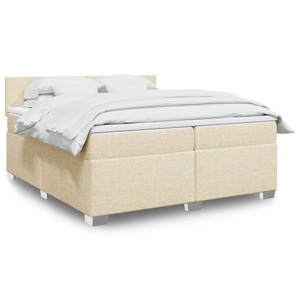 vidaXL, vidaXL Boxspringbett mit Matratze Creme 200x200 cm Stoff, vidaXL Boxspringbett mit Matratze Creme 200x200 cm Stoff