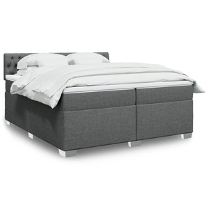 vidaXL, vidaXL Boxspringbett mit Matratze Dunkelgrau 200x200 cm Stoff
