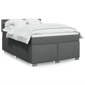 vidaXL, vidaXL Boxspringbett mit Matratze Dunkelgrau 140x200 cm Stoff, vidaXL Boxspringbett mit Matratze Dunkelgrau 140x200 cm Stoff