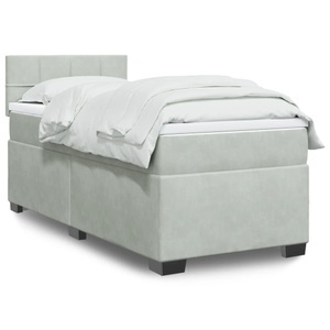 vidaXL, vidaXL Boxspringbett mit Matratze Hellgrau 80x200 cm Samt, vidaXL Boxspringbett mit Matratze Hellgrau 80x200 cm Samt