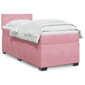vidaXL, vidaXL Boxspringbett mit Matratze Rosa 90x190 cm Samt, vidaXL Boxspringbett mit Matratze Rosa 90x190 cm Samt