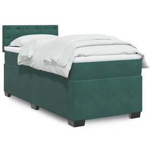 vidaXL, vidaXL Boxspringbett mit Matratze Dunkelgrün 90x190 cm Samt, vidaXL Boxspringbett mit Matratze Dunkelgrün 90x190 cm Samt