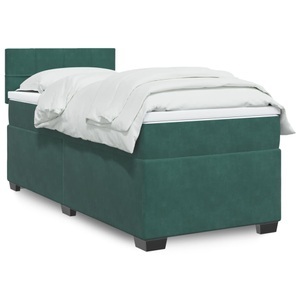 vidaXL, vidaXL Boxspringbett mit Matratze Dunkelgrün 90x190 cm Samt, vidaXL Boxspringbett mit Matratze Dunkelgrün 90x190 cm Samt