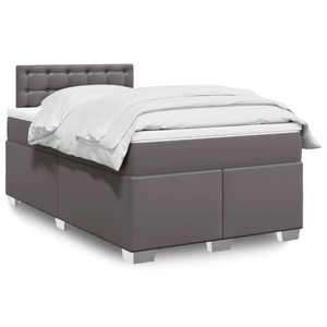 vidaXL, vidaXL Boxspringbett mit Matratze Grau 120x200 cm Kunstleder