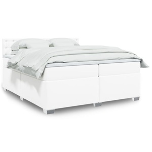 vidaXL, vidaXL Boxspringbett mit Matratze Weiß 200x200 cm Kunstleder