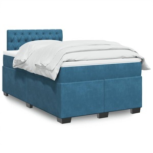 vidaXL, vidaXL Boxspringbett mit Matratze Blau 120x190 cm Samt, vidaXL Boxspringbett mit Matratze Blau 120x190 cm Samt