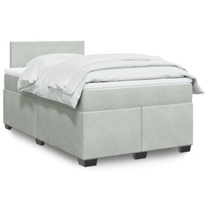 vidaXL, vidaXL Boxspringbett mit Matratze Hellgrau 120x200 cm Samt, vidaXL Boxspringbett mit Matratze Hellgrau 120x200 cm Samt