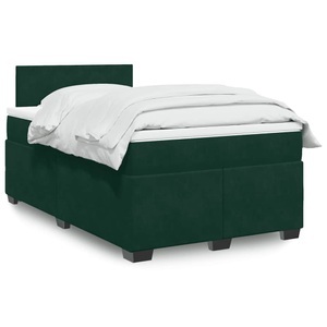 vidaXL, vidaXL Boxspringbett mit Matratze Dunkelgrün 120x200 cm Samt, vidaXL Boxspringbett mit Matratze Dunkelgrün 120x200 cm Samt