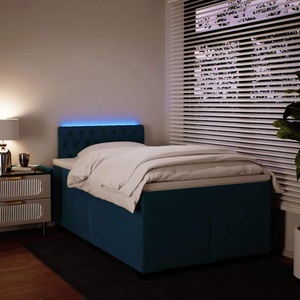 vidaXL, vidaXL Boxspringbett mit Matratze Blau 120x200 cm Samt, vidaXL Boxspringbett mit Matratze Blau 120x200 cm Samt