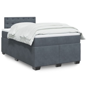 vidaXL, vidaXL Boxspringbett mit Matratze Dunkelgrau 120x200 cm Samt, vidaXL Boxspringbett mit Matratze Dunkelgrau 120x200 cm Samt