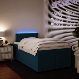 vidaXL, vidaXL Boxspringbett mit Matratze Blau 120x200 cm Samt, vidaXL Boxspringbett mit Matratze Blau 120x200 cm Samt