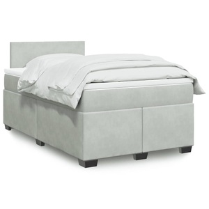 vidaXL, vidaXL Boxspringbett mit Matratze Hellgrau 120x190 cm Samt, vidaXL Boxspringbett mit Matratze Hellgrau 120x190 cm Samt