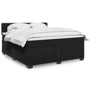 vidaXL, vidaXL Boxspringbett mit Matratze Schwarz 180x200 cm Samt, vidaXL Boxspringbett mit Matratze Schwarz 180x200 cm Samt