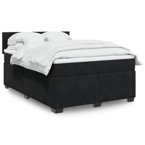 vidaXL, vidaXL Boxspringbett mit Matratze Schwarz 140x200 cm Samt, vidaXL Boxspringbett mit Matratze Schwarz 140x200 cm Samt