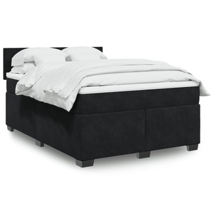 vidaXL, vidaXL Boxspringbett mit Matratze Schwarz 160x200 cm Samt, vidaXL Boxspringbett mit Matratze Schwarz 160x200 cm Samt