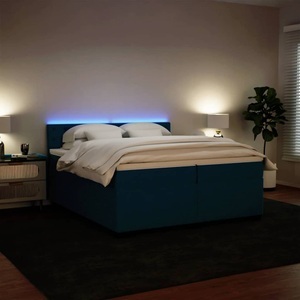 vidaXL, vidaXL Boxspringbett mit Matratze Blau 200x200 cm Samt