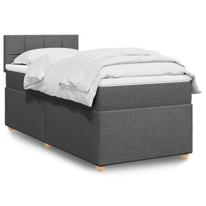 vidaXL, vidaXL Boxspringbett mit Matratze Dunkelgrau 90x200 cm Stoff, vidaXL Boxspringbett mit Matratze Dunkelgrau 90x200 cm Stoff