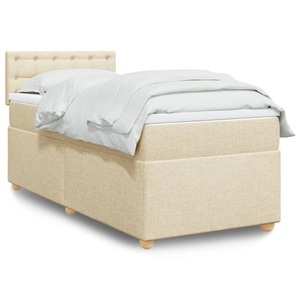 vidaXL, vidaXL Boxspringbett mit Matratze Creme 90x200 cm Stoff, vidaXL Boxspringbett mit Matratze Creme 90x200 cm Stoff