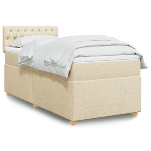 vidaXL, vidaXL Boxspringbett mit Matratze Creme 90x190 cm Stoff, vidaXL Boxspringbett mit Matratze Creme 90x190 cm Stoff