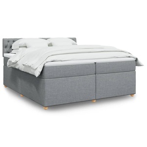 vidaXL, vidaXL Boxspringbett mit Matratze Hellgrau 200x200 cm Stoff