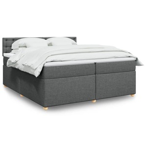vidaXL, vidaXL Boxspringbett mit Matratze Dunkelgrau 200x200 cm Stoff