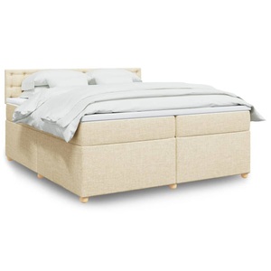 vidaXL, vidaXL Boxspringbett mit Matratze Creme 200x200 cm Stoff, vidaXL Boxspringbett mit Matratze Creme 200x200 cm Stoff