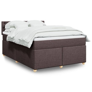vidaXL, vidaXL Boxspringbett mit Matratze Dunkelbraun 140x200 cm Stoff, vidaXL Boxspringbett mit Matratze Dunkelbraun 140x200 cm Stoff