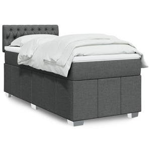 vidaXL, vidaXL Boxspringbett mit Matratze Dunkelgrau 80x200 cm Stoff, vidaXL Boxspringbett mit Matratze Dunkelgrau 80x200 cm Stoff
