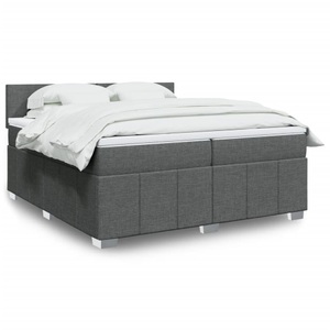 vidaXL, vidaXL Boxspringbett mit Matratze Dunkelgrau 200x200 cm Stoff, vidaXL Boxspringbett mit Matratze Dunkelgrau 200x200 cm Stoff