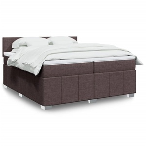 vidaXL, vidaXL Boxspringbett mit Matratze Dunkelbraun 200x200 cm Stoff, vidaXL Boxspringbett mit Matratze Dunkelbraun 200x200 cm Stoff