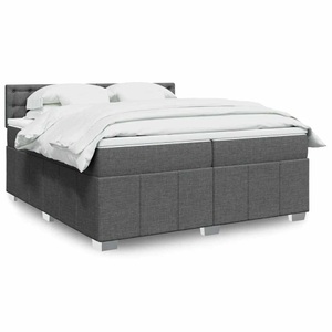 vidaXL, vidaXL Boxspringbett mit Matratze Dunkelgrau 200x200 cm Stoff