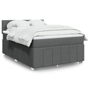 vidaXL, vidaXL Boxspringbett mit Matratze Dunkelgrau 160x200 cm Stoff, vidaXL Boxspringbett mit Matratze Dunkelgrau 160x200 cm Stoff