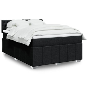 vidaXL, vidaXL Boxspringbett mit Matratze Schwarz 160x200 cm Stoff, vidaXL Boxspringbett mit Matratze Schwarz 160x200 cm Stoff