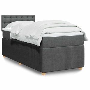 vidaXL, vidaXL Boxspringbett mit Matratze Dunkelgrau 90x200 cm Stoff, vidaXL Boxspringbett mit Matratze Dunkelgrau 90x200 cm Stoff