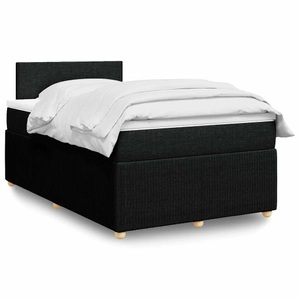 vidaXL, vidaXL Boxspringbett mit Matratze Schwarz 120x200 cm Stoff, vidaXL Boxspringbett mit Matratze Schwarz 120x200 cm Stoff