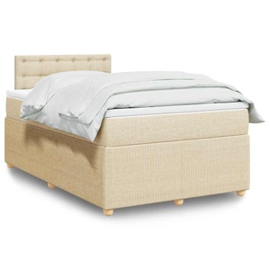 vidaXL, vidaXL Boxspringbett mit Matratze Creme 120x200 cm Stoff, vidaXL Boxspringbett mit Matratze Creme 120x200 cm Stoff
