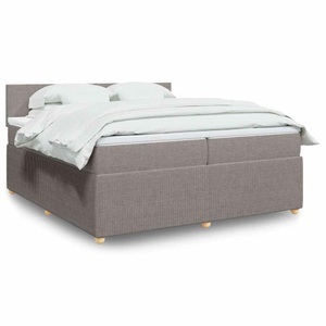 vidaXL, vidaXL Boxspringbett mit Matratze Taupe 200x200 cm Stoff, vidaXL Boxspringbett mit Matratze Taupe 200x200 cm Stoff